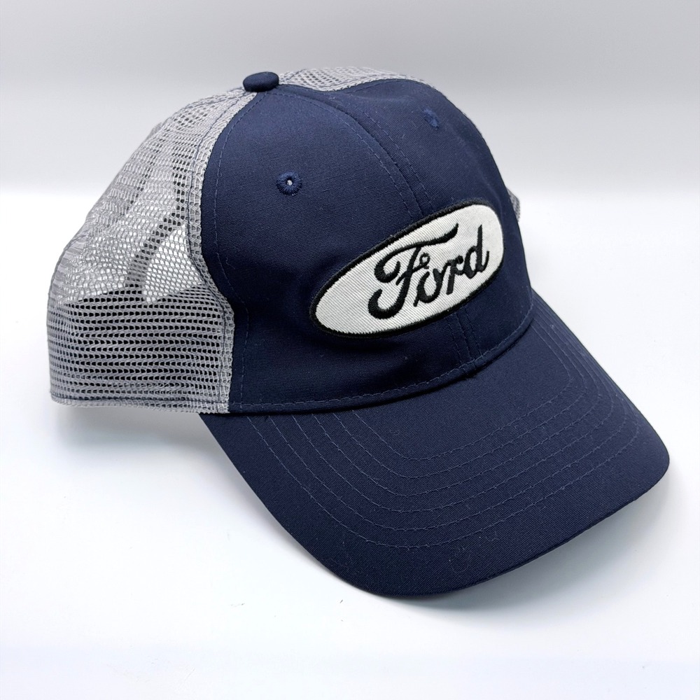 Ford  Licensed Embroidered Mesh Trucker Hat Navy & Gray